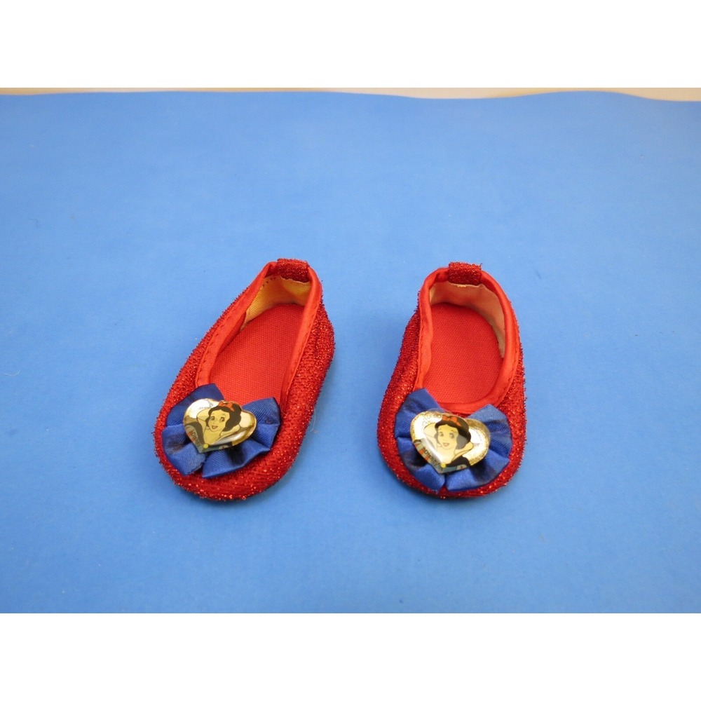 Disney Snow White Red Sparkle Doll Shoes Glitter Heart Charm Flats Accessory